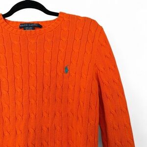Vintage Y2K Ralph Lauren preppy orange cable knit sweater